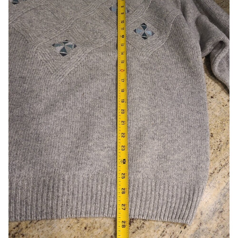 Vtg APART Sweater Men’s L Propeller Blade Look Gray Base Lambs Wool Nylon Blend - Picture 4 of 16